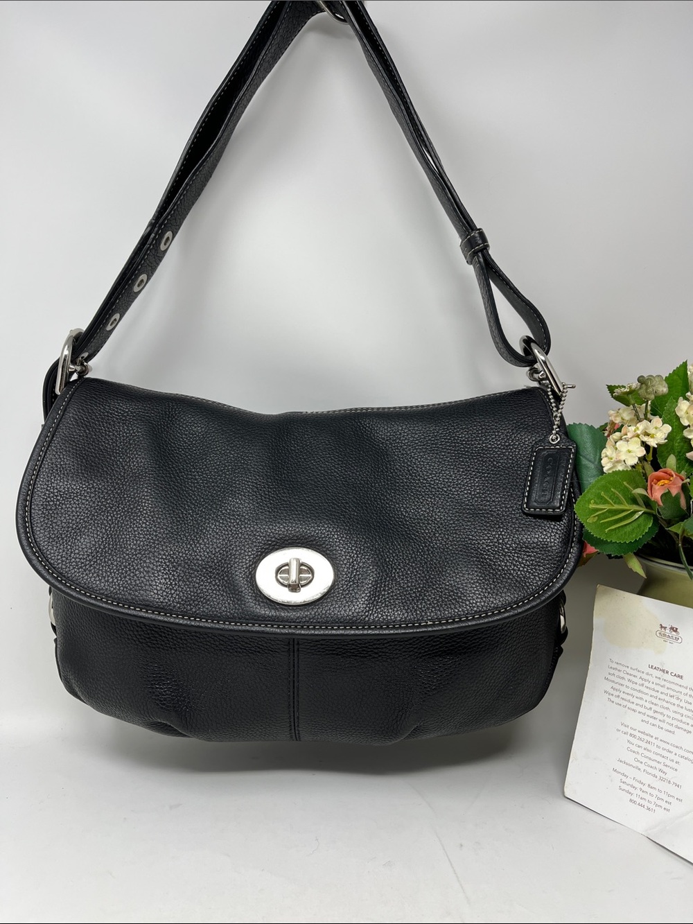 COACH LEGACY FLAP TURN LOCK SHOULDER BAG BLACK PEBBLED LEATHER 2010 F15170 Y2K